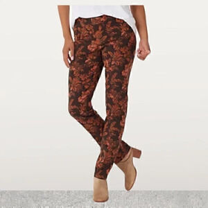 Isaac Mizrahi Live! 24/7 Stretch Brown & Rust Fall Floral Pants Plus Size 30W